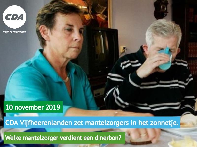 CDA Vijfheerenlanden wil mantelzorgers in het zonnetje zetten.